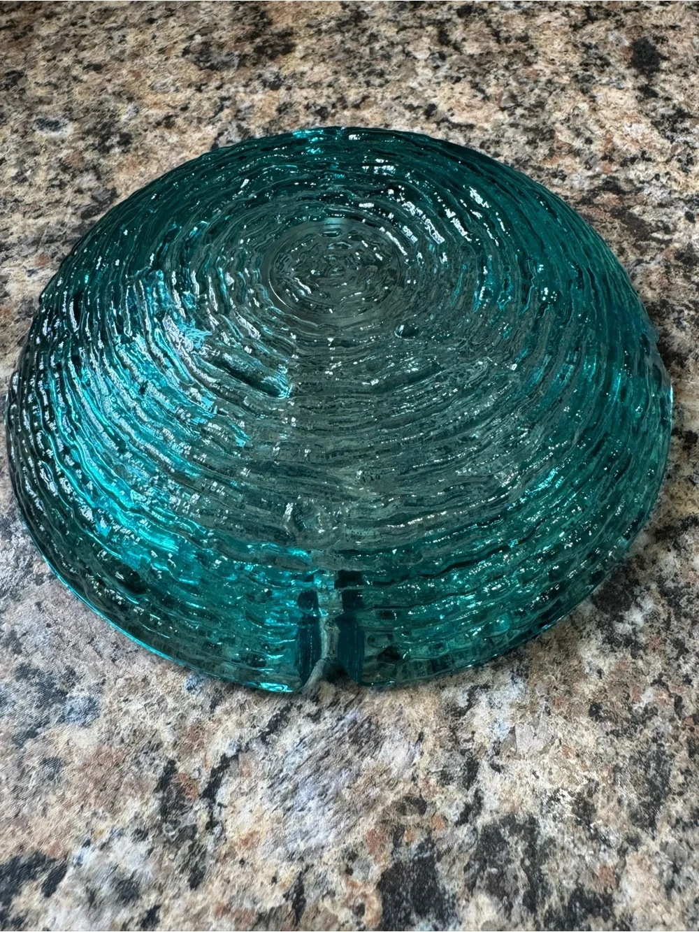 Vintage Anchor Hocking Soreno Aqua Blue Glass Ashtray 6 1/2” MCM